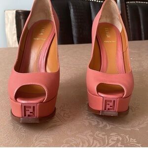 Fendi Women's Coral Peep-Toe Heels